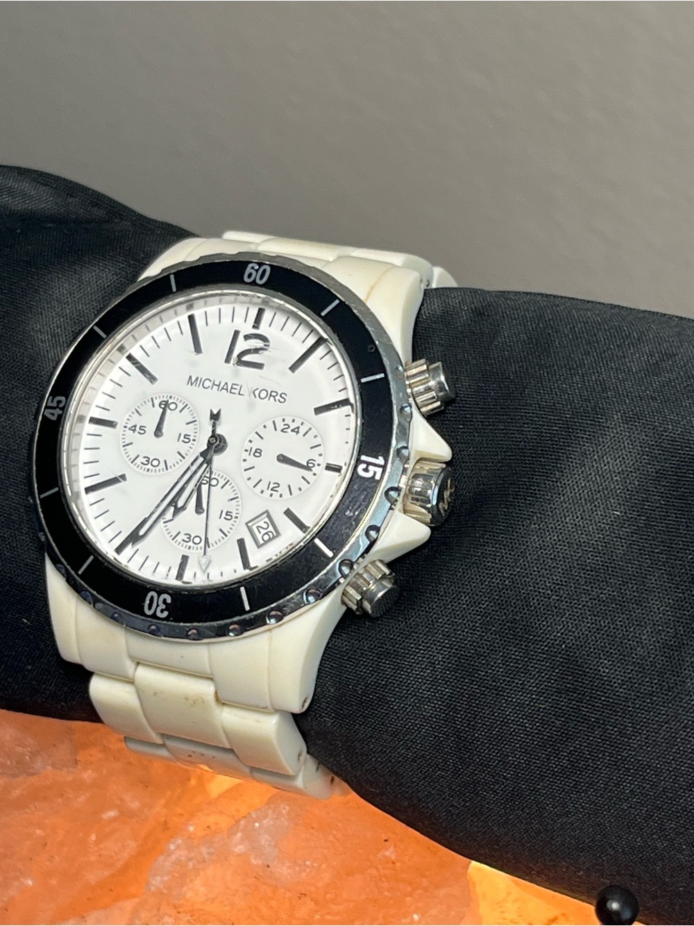 Michael Kors White Ceramic Chronograph with Black Bezel
